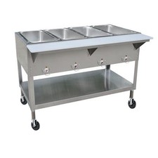 Kratos 28W-198 Mobile Four Pan Open Well Electric Steam Table with Undershelf,