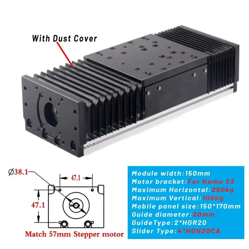 Heavy‑Duty Linear Slide Module With Dust Cover 2005 Ball screw slide Dust‑proof