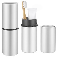 Aluminum Toothbrush Travel Case, Travel Toothbrush and Toothpaste Holder, Portab