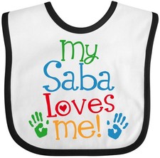 Inktastic My Saba Loves Me Gift Outfit Baby Bib Shower Childs Boys Girls Cute
