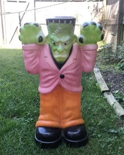 Vtg 80s-90s Frankenstein Halloween Blow Mold 36" General Foam Co Missing Light