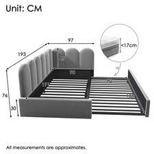 Upholstered Bed With Pull-Out Bed, 3FT Single Sofa Bed 90 X 190 Cm, For Adults A