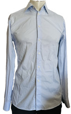 ETON LIGHT BLUE COTTON SLIM COLLAR DRESS SHIRT MEN SZ 15 1/2 39 BUTTON DOWN