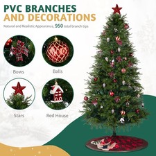 7.5FT Artificial Christmas Tree with DIY LED Lights for Holiday Party Decoration