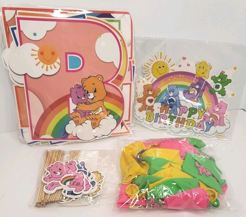 50pc Care Bear Birthday Party Supplies Banner Cake Cupcake Toppers Balloons NEW