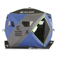 Clam X-500 Lookout Thermal Ice Fishing Hub Shelter 5-Side 4-6 Person Heated Tent