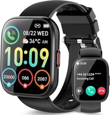 Smart Watch for Men Women, 1.85" TFT-Touch Screen Smartwatch with Call Black