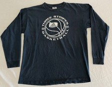 Adidas Vintage Three Stripes Basketball Long Sleeve Navy Blue Tshirt Adult XL