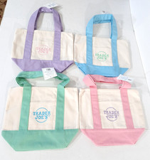 Trader Joe's Pastel Mini Canvas Tote Bags LIMITED EDITION Set of 4 NWT