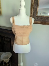 NEW Abercrombie Fitch Women s M Beige Sheer Pleated Ruched Corset Style Top