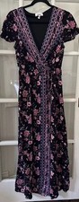 Bongo Maxi Dress Floral Faux Wrap Womens Small New