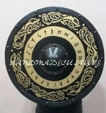 Viking Wooden Round Shield, Cosplay 24" Heavy Metal Style Handmade Item New Gift