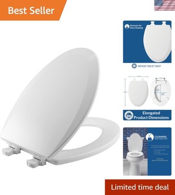 1500EC Durable Wood Toilet Seat with Easy Clean Hinges, , Elongated, White