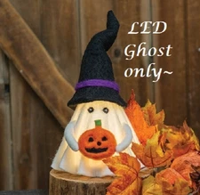 NEW Primitive HALLOWEEN GHOST LED LIGHT 11"Tx6.5"Wx6.5"D Spooky Farmhouse Fall