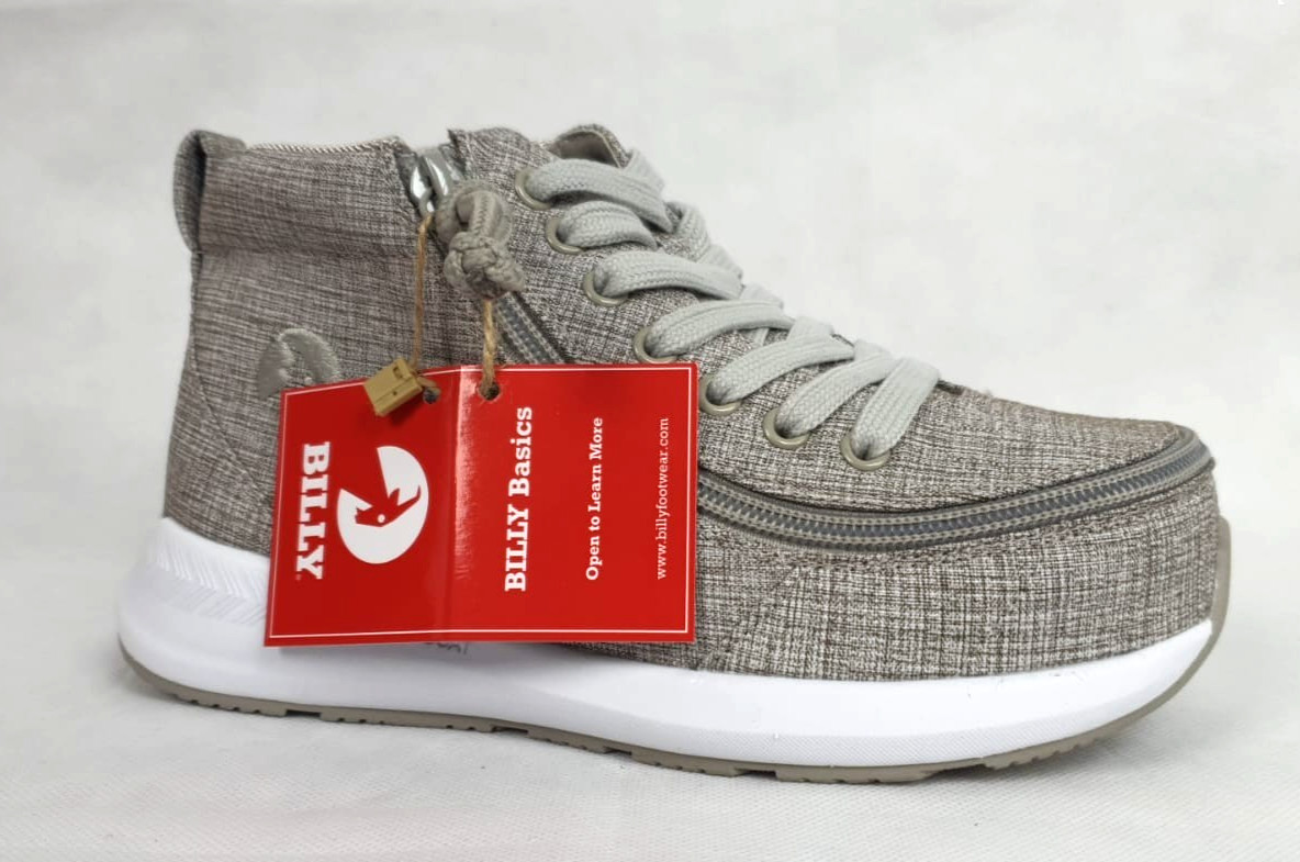 Billy Footwear Kids Goat High Top Grey Jersey Extra Wide UK 5 EU 38 USA 6