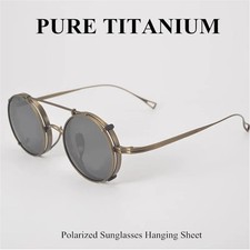 Round Frame Sunglasses Polarized Lens Titanium Vintage Style Unisex Glasses