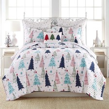 Merry  Bright Collecion - White Pine Quilt Set - Full/Queen Holiday Quilt 88...