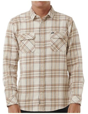 Rip Curl Griffin Flanell Langarm Hemd Knochen Herren