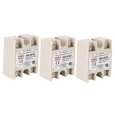 3PCS SSR-40DA Solid State Relay DC Input AC Output, 3-32V/DC to 24-380V/AC