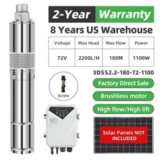 US STOCK DIFFUL 3"DC Solar Archimedes Screw Pump Kit 72V 1.5HP 594FT Submersible