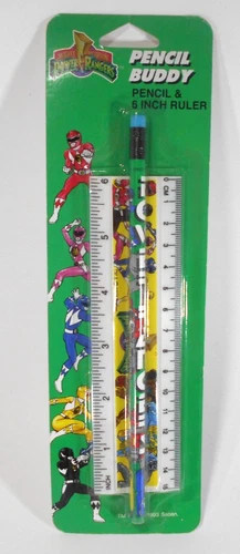 Vintage Sealed MIGHTY MORPHIN POWER RANGERS 1993 Pencil and 6 inch Ruler Set