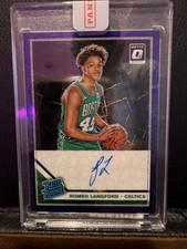 2019-20 Panini Romeo Langford Optic Rated Rookie Auto Purple Velocity 03/10 #182