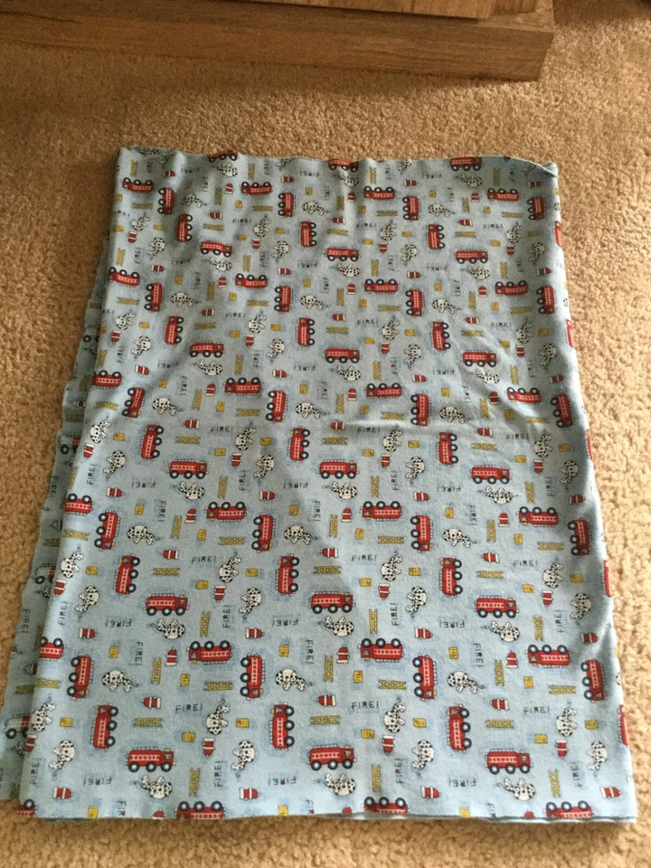 Fabric Firefighter Fire Engines Dalmations Dogs Yellow Ladders on Blue Knit - Image 4 of 4