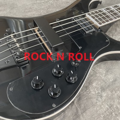 Black Bass Electric Guitar 4s Solid Wood Body Black Pickguard Free Ship