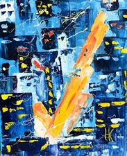 NYC Painting Cityscape Original Art New York Oil Impasto City Lights Artwork