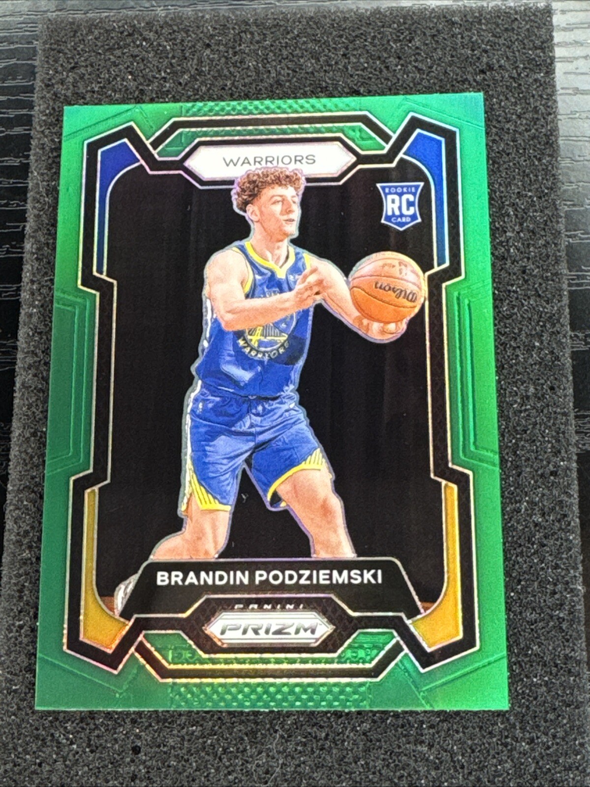2023-24 Panini Prizm Brandin Podziemski #147 Green Cracked Ice Prizm Rookie SP
