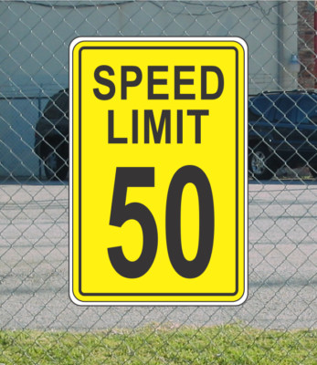Yellow Speed Limit 50 Metal Sign for Street Road Highway Parking Lot 12''x18'' mph