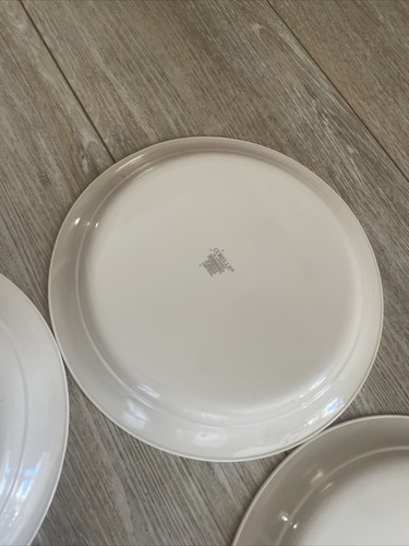 Vintage Corelle Corning Abundance DINNER PLATES Fruit Maroon Blue Stripe Set 4 - Picture 14 of 16