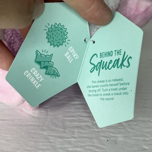 NWT Bark Box Dog Toy Shauna in the Sauna Lamb For Large 50lbs+ Spiky Ball Crinkl - Picture 7 of 12