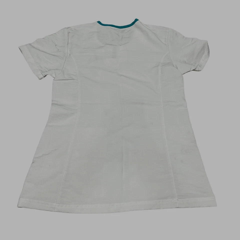 Women's Crest Uniforms Size XS White Scrub Top Double Pockets Split Collar - Image 3 of 4