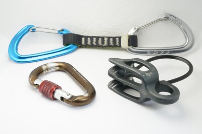 BLACKDIAMOND CLIMBING BELAY DEVICE, METOLIUS, CAMP ORBIT CARABINERS