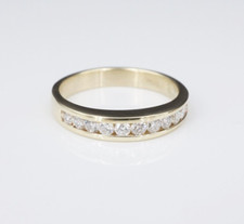 14k Yellow Gold Diamond Half Eternity Wedding Band Stacker Ring Sz 8.25 RG3665