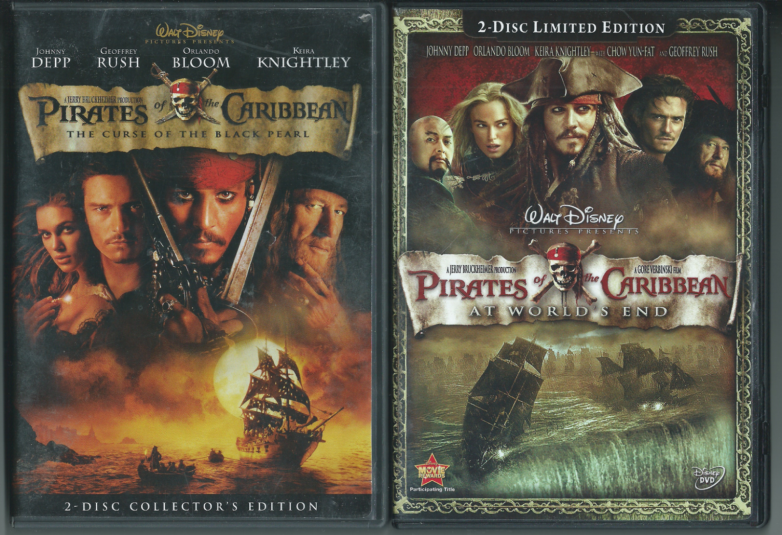 PIRATES OF THE CARIBBEAN: AT WORLD'S END & SLEEPY HOLLOW 2-DVD Bundle Used