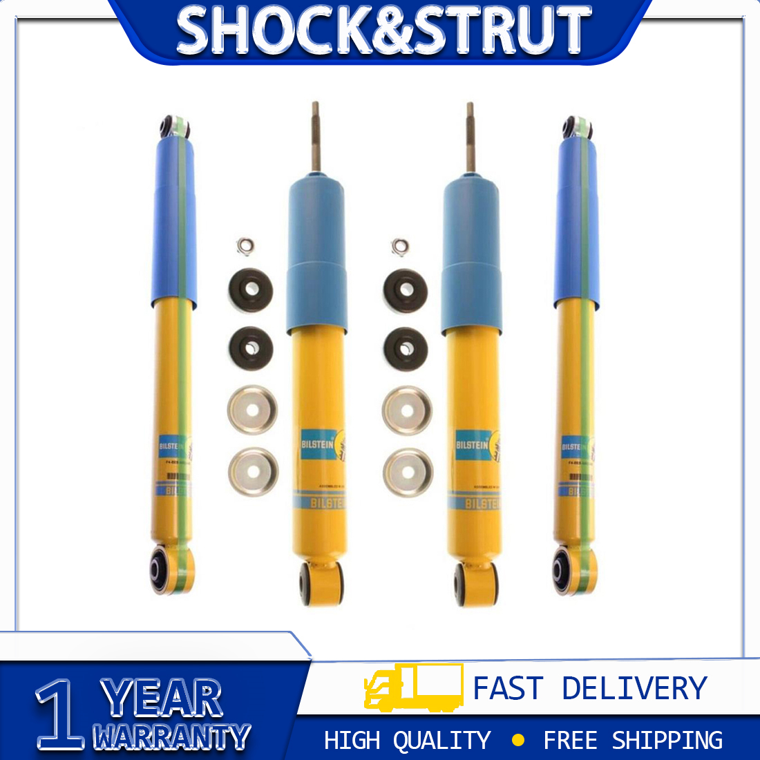 B6 4600 Front & Rear Shocks Fits 99-10 SILVERADO SIERRA 2500HD 3500 HD Bilstein