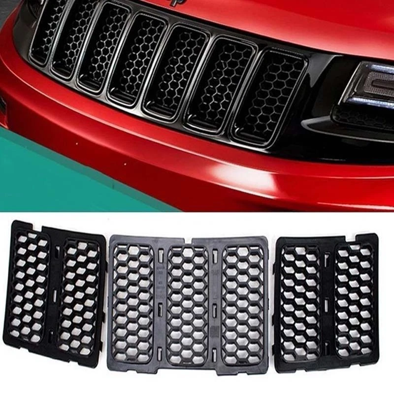 Black Mesh Grille Insert Kit Front Grill Cover For Jeep Grand Cherokee 2014-2016 Foto 3 de 4