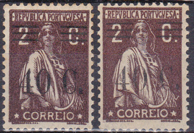 Portugal 1928 40C s /2C ceres -Study for false surcharge- Both MH- First some ox