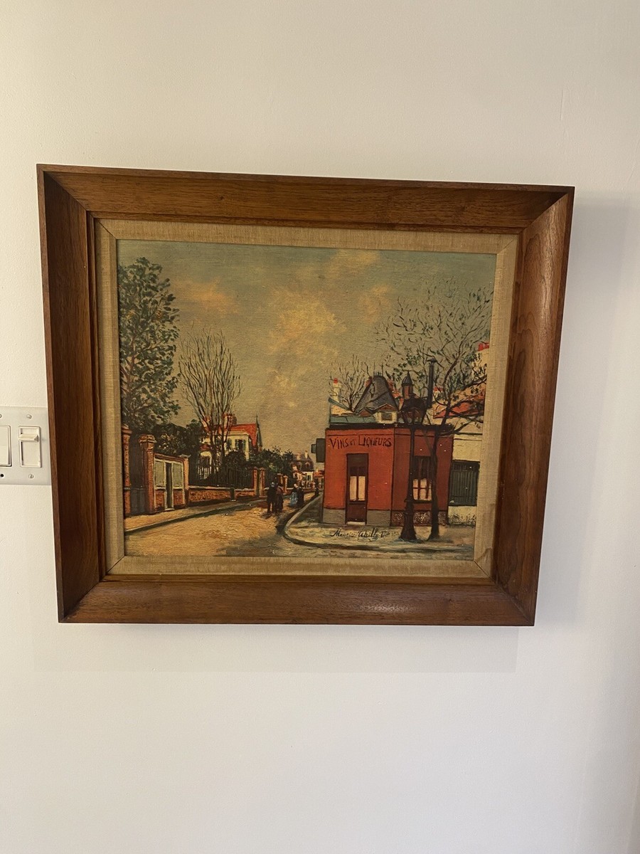 Utrillo、PARIS、希少画集画、新品額装付 Maurice Utrillo -Vins et Liqueurs-canvass Frame Made In Sweden