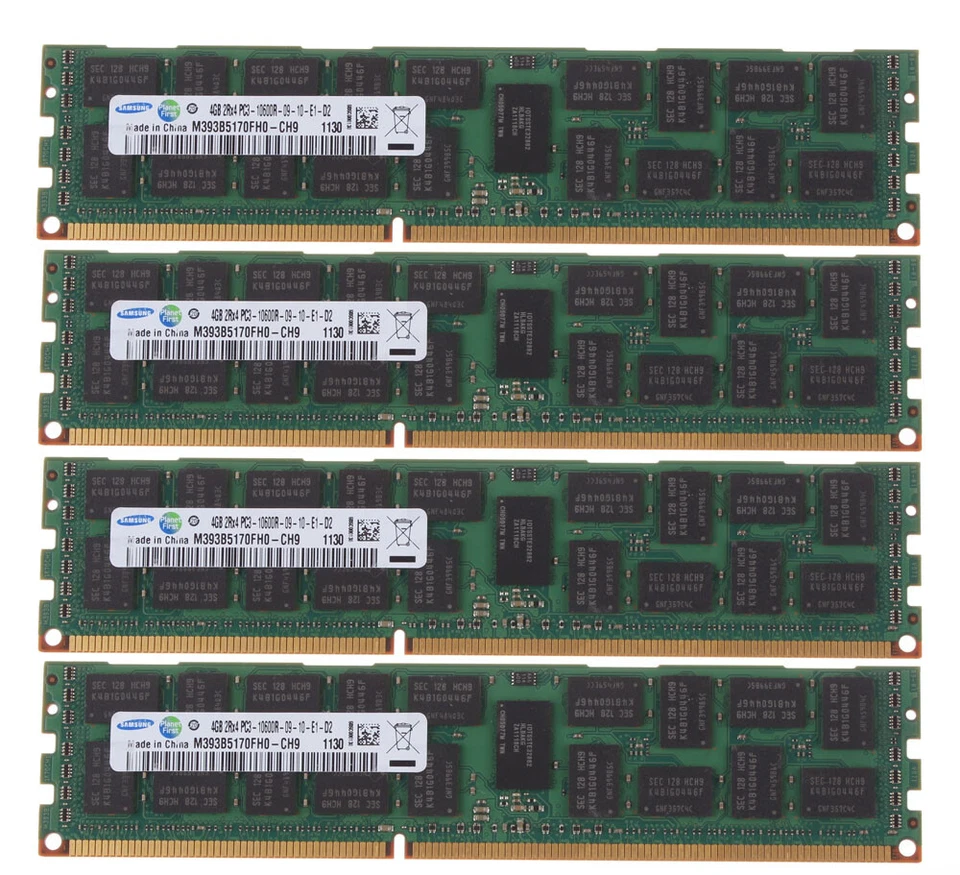 For Samsung 4x4GB DDR3 2RX4 PC3-10600R 1333MHzReg-DIMM ECCServer Memory RAM Lot - Image 2 of 4