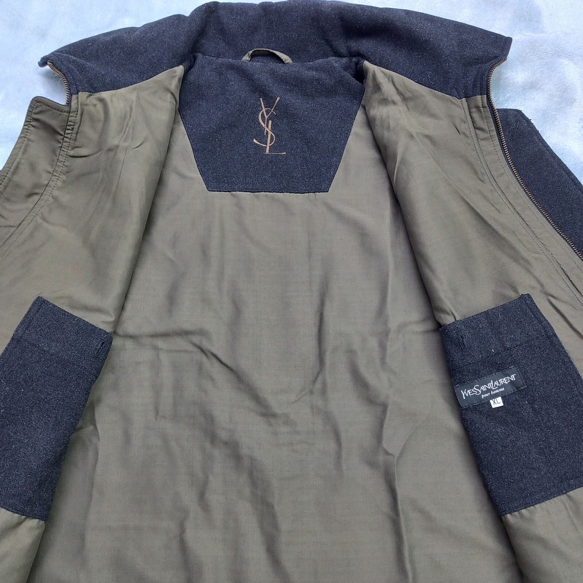 Yves Saint Laurent YSL Men's Coat Jacket Wool Overcoat LINED Black