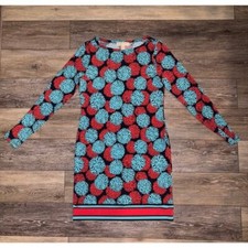 MICHAEL KORS McKenna Dress Blue Red Sea Coral Long Sleeve Small