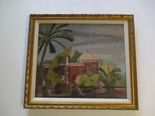 VINTAGE MIDDLE EASTERN OIL PAINTING LANDSCAPE VILLAGE ORIENTALIST IMPRESSIONIST