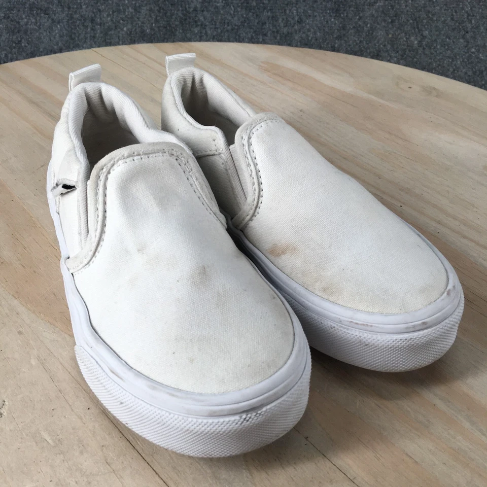 Vans Zapatos Jóvenes 11 Niños Off The Wall Clásico Mocasín Sin Cordones 500714 Lona Blanca Foto 3 de 4