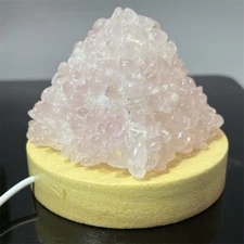 Natural Rose quartz Crushed stone pyramid Quartz Crystal USB Night lamp Gift 1PC