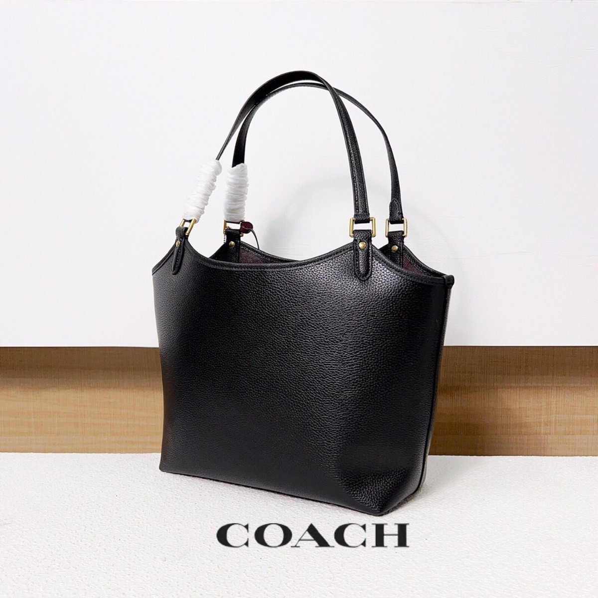 COACH Day Tote Bag Zip Pouch included Black C6337 Outlet NEW
