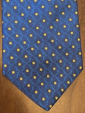 Geoffrey Beene Blue Gold 100% Imported Fabric Silk Mens Neck Tie Made In USA