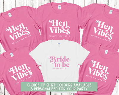 Personalisierte Hen Vibes Junggesellinnenabschied T-Shirts Braut Party Shirts Junggesellinnenabschied Shirt